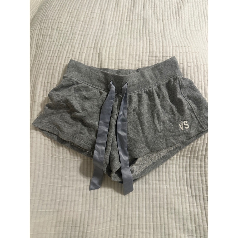 Victoria's Secret Gray French Terry Lounge Shorts Satin Drawstring Y2K Size XS